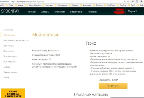 Spoonpay тарифы